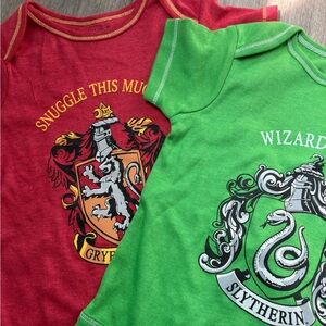 Gryffindor and Slytherin 18 month onesies